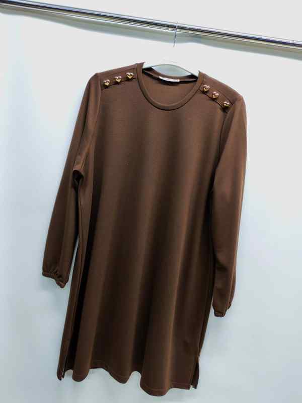 Omuz Düğmeli Tunik Kol Lastikli