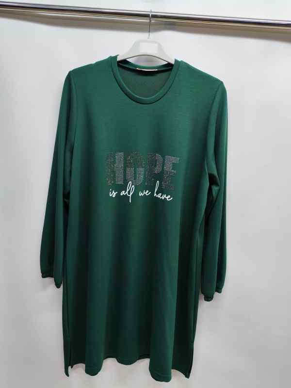 Önü Taş baskı kol Lastikli Tunik